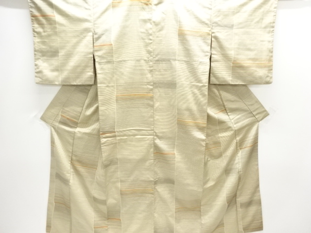 JAPANESE KIMONO / ANTIQUE KIMONO / TAISHO ROMAN STYLE / SILK / WOVEN STRIPE